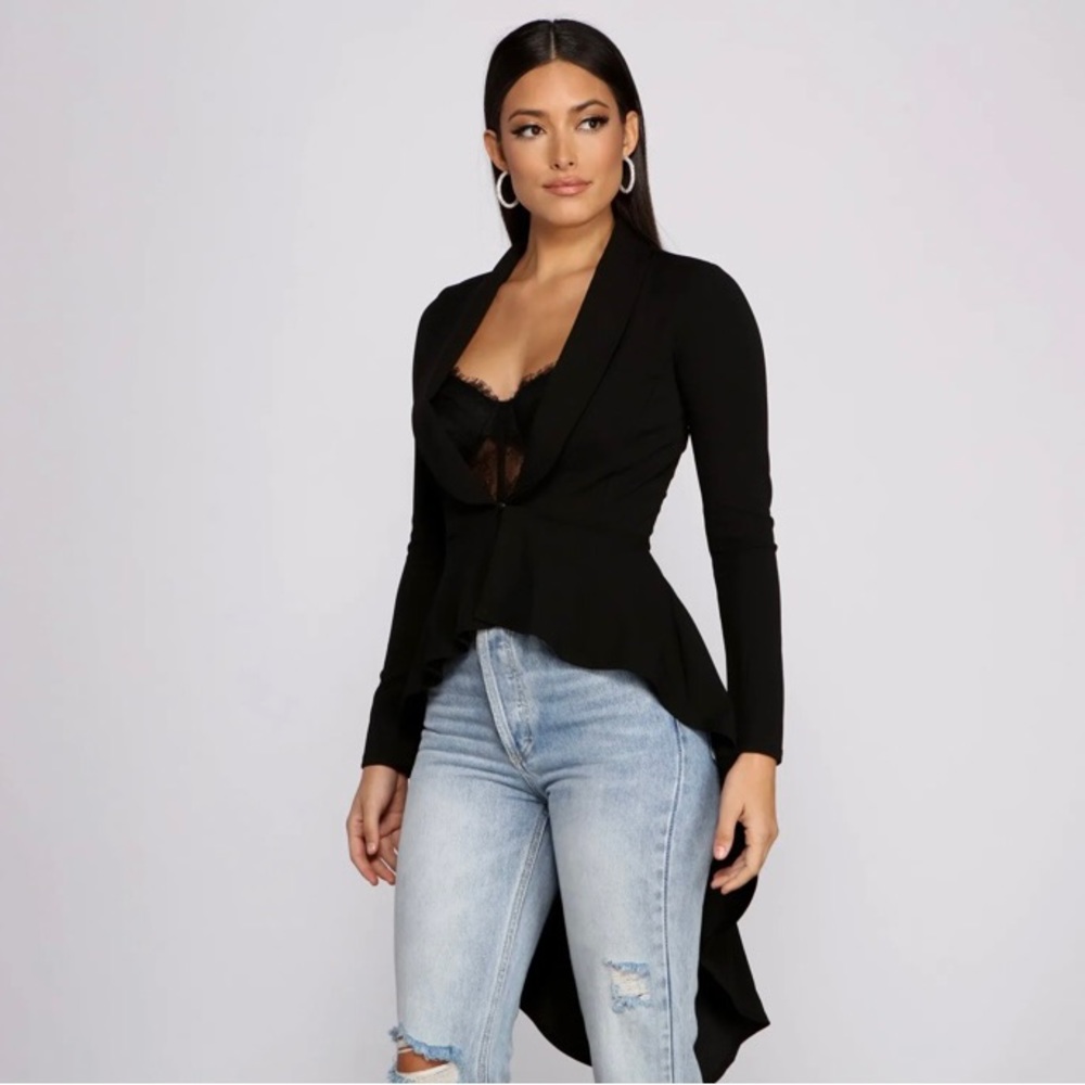 WINDSOR- First In Class Peplum High Low Jacket